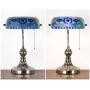 Marrakech Mosaic Lamp Traditional Antique Brass Bankers Table Lamp Vintage Tiffany Style Turkish Mosaic Glass Desk Lamp for Living Room Bedroom (Blue)