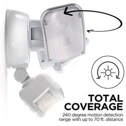 Home Zone Security Motion Sensor Light - Ultra Bright 3 Head Outdoor Weatherproof LED Flood Light