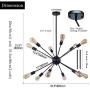 CLAIRDAI Sputnik Chandelier 12 Lights Modern Pendant Lighting Industrial Vintage Ceiling Light Fixture for Kitchen Living Room Dining Area Bedroom Hotel Bar, Black