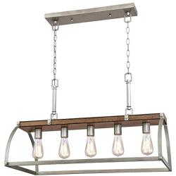 Westinghouse Lighting 6351700 Oak Lane Five-Light Indoor Chandelier, Barnwood & Galvanized Steel