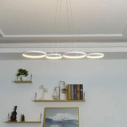 LED Pendant Light Modern Ring-Shaped 34.6 Inches Length for Living Room Kids Room Study Room 35W 2450 Lumes 3000K Warm White Aluminum Silicone Material Class A Energy Efficiency