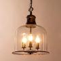 LITFAD 3 Lights Cup Shape Pendant Light Fixture Traditional Industrial Vintage Retro Single Chandelier Clear Glass Ceiling Light for Dining Room Hallway Bedroom Cafe Black
