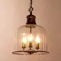 LITFAD 3 Lights Cup Shape Pendant Light Fixture Traditional Industrial Vintage Retro Single Chandelier Clear Glass Ceiling Light for Dining Room Hallway Bedroom Cafe Brass
