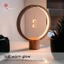 ALLOCACOC Heng Balance Lamp - Ellipse Magnetic Mid-air Switch USB Powered LED Lamp, Warm Eye-Care LED Lamp, Table Lamp, Decoration for Bedroom, Living Room, Dining Room and Office (Round Wood)