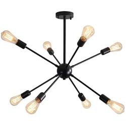 XIPUDA 8-Light Sputnik Chandelier Lighting Modern Sputnik Light Fixture Oil Black Mid Century Ceiling Chandeliers Industrial Sputnik Light for Bedroon Dinning Room and Office