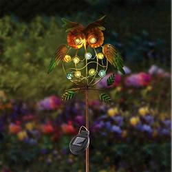 TAKE ME Garden Solar Lights Outdoor,Solar Powered Stake Lights - Metal OWL LED Decorative Garden Lights for Walkway,Pathway,Yard,Lawn (Green)