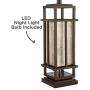 Matthew Modern Rustic Table Lamp with Nightlight LED Caged Brown Metal Oatmeal Fabric Drum Shade for Living Room Bedroom Bedside Nightstand Office Family - Franklin Iron Works