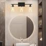 Vanity Light Fixtures ,3-Lights Farmhouse Wall Lighting Indoor Light Fixture, Modern Industrial Wall Sconce with Clear Glass Shade and Metal Base for Bedroom Living Room