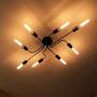 Lampundit Sputnik Chandelier 8-Light Flush Mount Ceiling Light, Matte Black Finish, Modern Industrial Lighting Fixture for Dining Room Living Room Bedroom Kitchen Hallway Cafe Bar