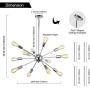 VINLUZ Sputnik Chandelier Chrome 12 Lights Mid Century Modern Chandelier Lighting Industria Kitchen Lighting Fixtures Ceiling Lights Pendant