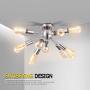 LIGHTESS Sputnik Ceiling Lights Vintage Semi Flush Mount Ceiling Light with 9 UL Sockets Nickel Sputnik Industrial Ceiling Lamp for Kitchen Dining Room Bedroom E26 Base