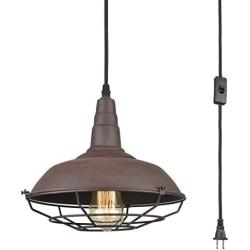 AXILAND Farmhouse Industrial Lighting Fixture Plug in Pendant Metal Hanging Lights