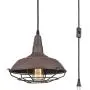 AXILAND Farmhouse Industrial Lighting Fixture Plug in Pendant Metal Hanging Lights