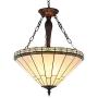 Capulina Tiffany Dining Table Lights, 3-Light Hanging Tiffany Style Lamp, 20 Inch Wide Stained Glass Dining Room Lights, Mission Style Tiffany Hanging Light, Inverted Ceiling Light for Living Room