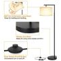 LED Floor Lamp, Montage Modern Floor Lamp, Classic Standing Lamp Reading Standing Light with Hanging Lamp Shade Minimalist Bedside Floor Lamp for Bedroom Living Room with LED Bulb - Black