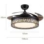 42 Inch Modern Ceiling Fan Chandelier Indoor Ceiling Fan Light LED Light Energy Saving Mute 3 Colors 3 Speed with Remote Control Suitable for Bedroom, Living Room, Dining Room (Black 1)