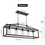 BONLICHT Kitchen Island Lighting 5 Light Modern Farmhouse Metal Cage Chandeliers with Clear Glass Shade Black Industrial Rectangle Dining Room Light Fixture Hanging Pendant Lamp for Foyer Bar Entryway