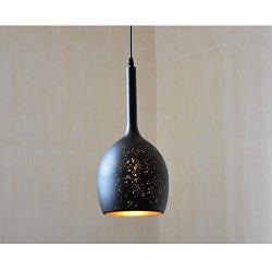 LITFAD Starry Sky Shade Pendant Light 7.09'' Industrial Weathered Iron Shade Single Vase Shape Pendant Lamp Mounted Ceiling Light fixtures with Adjustable Chain for Kitchen Dining Room Restaurant - A