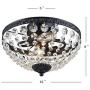 Bestier Modern French Empire Black Finish Crystal Flushmount Chandelier Lighting LED Ceiling Light Fixture Lamp for Dining Room Bathroom Bedroom Livingroom 2 E12 Bulbs Required D12 in X H9 in