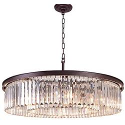 Meelighting Oil Rubbed Bronze Crystal Chandeliers Modern Contemporary Ceiling Lights Fixtures Pendant Lighting for Dining Room Living Room Chandelier D33.5'' 8 Lights