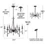 LALUZ Rustic French Country Chandelier Large Farmhouse Light Fixture with Wood Drops for Dining & Living Rooms, Bedrooms and Foyer