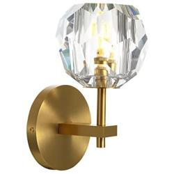 NOXARTE Crystal Wall Sconces Lighting Brass Body Ball Shade Bedside Lamp Flush Mount for Indoor Loft Hallway Living Room