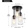 VINLUZ 3 Light Semi Flush Mount Ceiling Light Matte Black Contemporary Metal Art Hanging Fixtures with Seedy Glass Shade Pendant Lighting Kitchen Ceiling Light