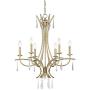 Josephine Silver Leaf Chandelier 26 1/4'' Wide Crystal 6-Light Fixture for Dining Room House Foyer Kitchen Island Entryway Bedroom Living Room - Regency Hill Josephine Silver Leaf Chandelier 26 1/4'' Wide Crystal 6-Light Fixture for Dining Room House Foyer Kitchen Island Entryway Bedroom Living Room - Regency Hill