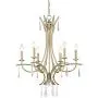 Josephine Silver Leaf Chandelier 26 1/4'' Wide Crystal 6-Light Fixture for Dining Room House Foyer Kitchen Island Entryway Bedroom Living Room - Regency Hill