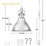 QITIM Plug in Pendant Light Indoor, Brushed Nickel Finish Modern Metal Hanging Lamp for Kitchen, Living Room, Bedroom, 15FT Clear Cord with On/Off Switch, E26 Socket, 2 Pack
