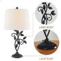 Maxax Traditional Table Lamp with White Fabric Shade Set of 2 for Living Room and Bedroom, Black