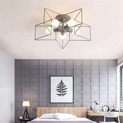 KWOKING Lighting 5 Lights Creative Flush Mount Ceiling Light Minimalist Industrial Star Ceiling Light Fixture Modern Decoration for Children Room, Hallway,Living Room Grey