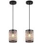 MAYNA Modern Mini Pendant Light, Ceiling Lamp Hanging Lighting Fixture with Hand Crafted Glass Bead for Kitchen Restaurant Cafe Dining Room Indoor, Black, 2-Pack