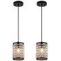 MAYNA Modern Mini Pendant Light, Ceiling Lamp Hanging Lighting Fixture with Hand Crafted Glass Bead for Kitchen Restaurant Cafe Dining Room Indoor, Black, 2-Pack