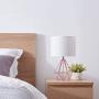 SOTTAE Modern Style Rose Gold Hollowed Out Base Living Room Bedroom Beside Table Lamp, Desk Lamp with White Fabric Shade SOTTAE Modern Style Rose Gold Hollowed Out Base Living Room Bedroom Beside Table Lamp, Desk Lamp with White Fabric Shade