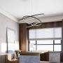 SUNMOO LED Pendant Light Modern Chandelier Led 3-Ring Adjustable Hanging Chandelier Light for Ding Room Kitchen Living Room Bedroom 3000K Warm Light 100W (Black)
