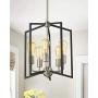 Zeyu 5-Light Foyer Chandelier, Industrial Pendant Hanging Light Fixture for Hallway Dining Room, Black and Satin Nickel Finish, ZJF14-5 SN+BK