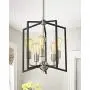 Zeyu 5-Light Foyer Chandelier, Industrial Pendant Hanging Light Fixture for Hallway Dining Room, Black and Satin Nickel Finish, ZJF14-5 SN+BK