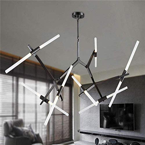 Industrial Chandelier Modern Metal Acrylic Branch Pendant Lamp Light Ceiling Fixtures for Living Room Dining Room Lighting (14-Light Black)