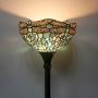 Tiffany Floor Lamp Torchiere Up Lighting W12H66 Sea Blue Stained Glass Crystal Bead Dragonfly Shade Antique Standing Iron Base 1E26 Foot Switch S147 WERFACTORY Lamps Home Office Decoration Gifts