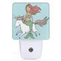 Mermaid Tail Girl Rainbow Unicorn - Night Light - Plug-in LED Nightlights - Auto Dusk-to-Dawn Sensor Lamp for Bedroom Bathroom Kitchen Hallway Stairs
