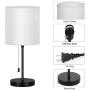 Bedside Table Lamp Modern Table Lamps Classic Nightstand Desk Light with Metal Base and White Cream Color Linen Fabric Shade for Bedrooms, Living Room, Cafe, Office