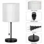 Bedside Table Lamp Modern Table Lamps Classic Nightstand Desk Light with Metal Base and White Cream Color Linen Fabric Shade for Bedrooms, Living Room, Cafe, Office