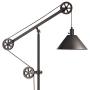 Henn&Hart FL0022 Modern Industrial Pulley System Contemporary Blackened Bronze with Metal Shade for Living Room, Office, Study Or Bedroom Floor Lamp, One Size, Black