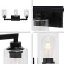 VINLUZ Bathroom Vanity Light fixtures Black Finish with Clear Glass Shade Over Mirror 3-Light Farmhouse Bathroom Lighting Industrial Wall Light Sconces for Living Room Hallway VINLUZ Bathroom Vanity Light fixtures Black Finish with Clear Glass Shade Over Mirror 3-Light Farmhouse Bathroom Lighting Industrial Wall Light Sconces for Living Room Hallway