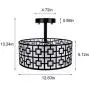 Modern Semi Flush Light Fixture Ceiling, DLLT Bedroom Ceiling Drum Light, Entry Light Fixtures Ceiling Hanging for Dining Room, Kitchen, Hallway, Entry, Foyer, Living Room, 3-Lights-Black Finish