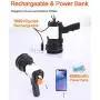 Rechargeable spotlight, Super Bright 7000 Lumens LED Searchlight Handheld, and Flood Camping Flashlight with Foldable Tripod with USB Output Function IPX4 Waterproof (ABS Silver)