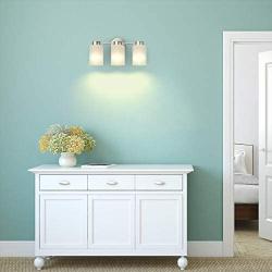 Tangkula Vanity Lamp 3 Light, Wall Mounted Glass Vanity Lighting Fixture with Frosted Glass Lampshade, Suitable for Bathroom Bedroom Living Room, Wall Lamp Sconces