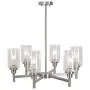 VINLUZ 6 Light Contemporary Chandelier Brushed Nickel Modern Pendant Lighting Cylinder Clear Glass Shaded Classic Ceiling Light Fixtures for Living Room Dining Room Kitchen