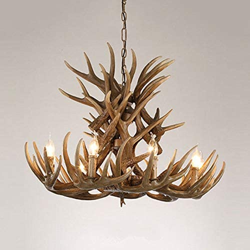 Chandelier, XINDAR Resin Antler Candle Chandeliers Rustic Deer Horn Pendant Light 9 Lights 9 Head Farmhouse Vintage Hanging Ceiling Lamp Large